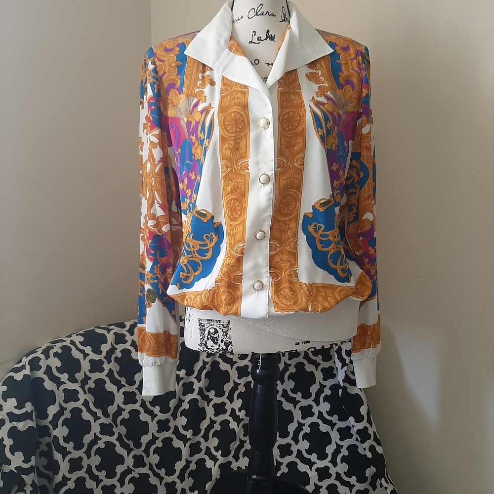 VTG Ornate Top Jewel Tone 80s 90s Baroque